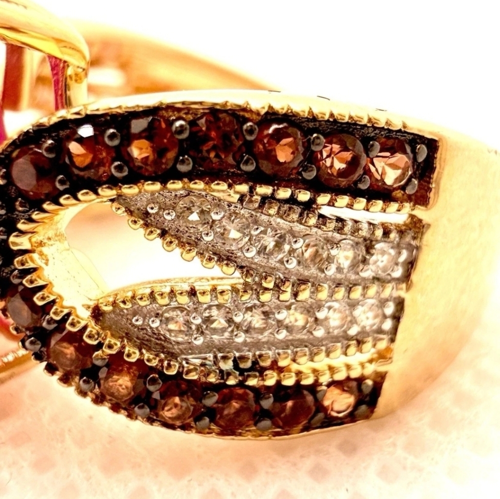 Designer Signed  Ruby And  Garnet Ring - Picture 5 of 13
